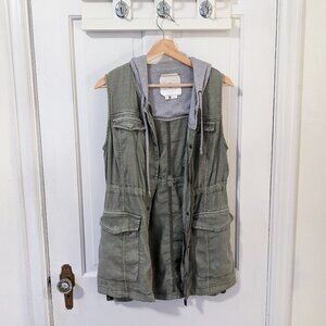 Anthropologie Hei Hei Army Green Hooded Vest